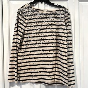 J. Crew Striped Sequin Top L EUC